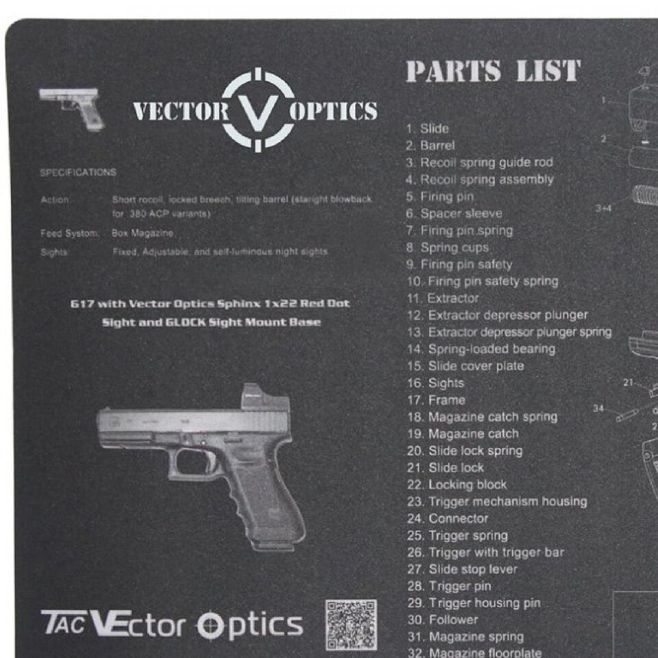 Vector GunPany Glock Tabanca Temizleme Pedi - Servis Altlığı (Bench Mat) SCBM-02
