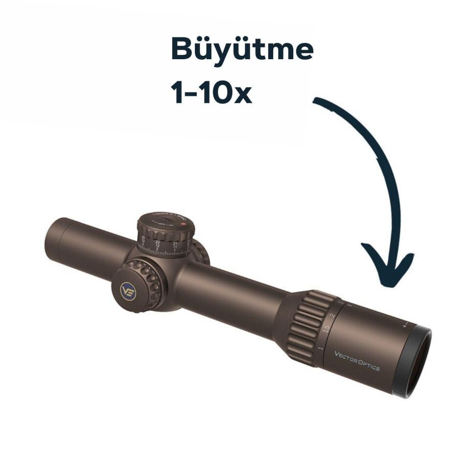 Vector Optics Continental x10 1-10x28ED FFP 34mm Cayote LPVO Scope SCFF-68