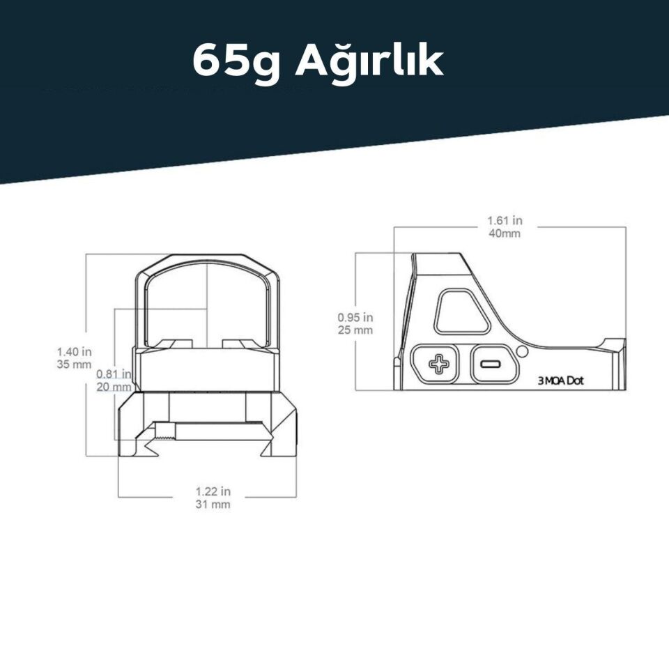 Vector Optics Frenzy-S GenII 1x17x21 3MOA Auto ON/OFF, RMS Ayak Red Dot Nişangah