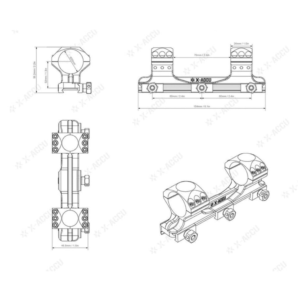 30MM X-ACCU ONE PIECE MEDIUM PICATINNY MOUNT XASR-3010