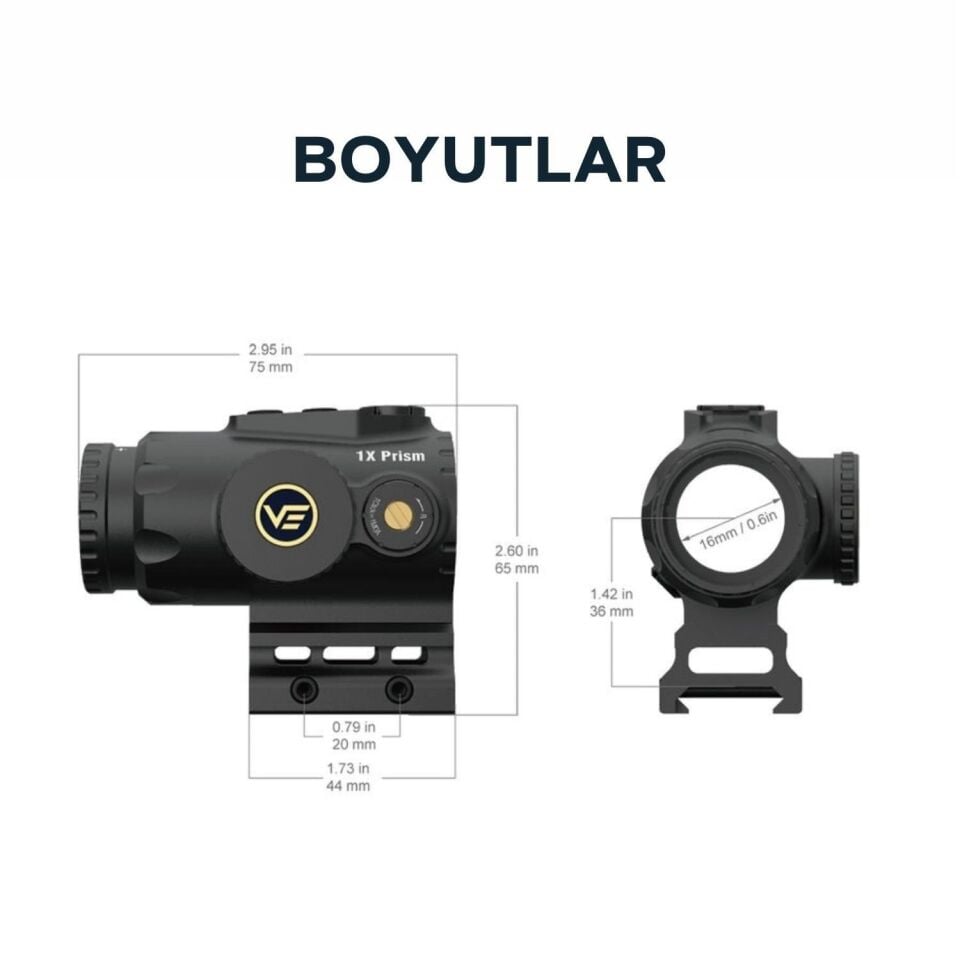 Paragon 1x16 Micro Prism Tüfek Dürbünü