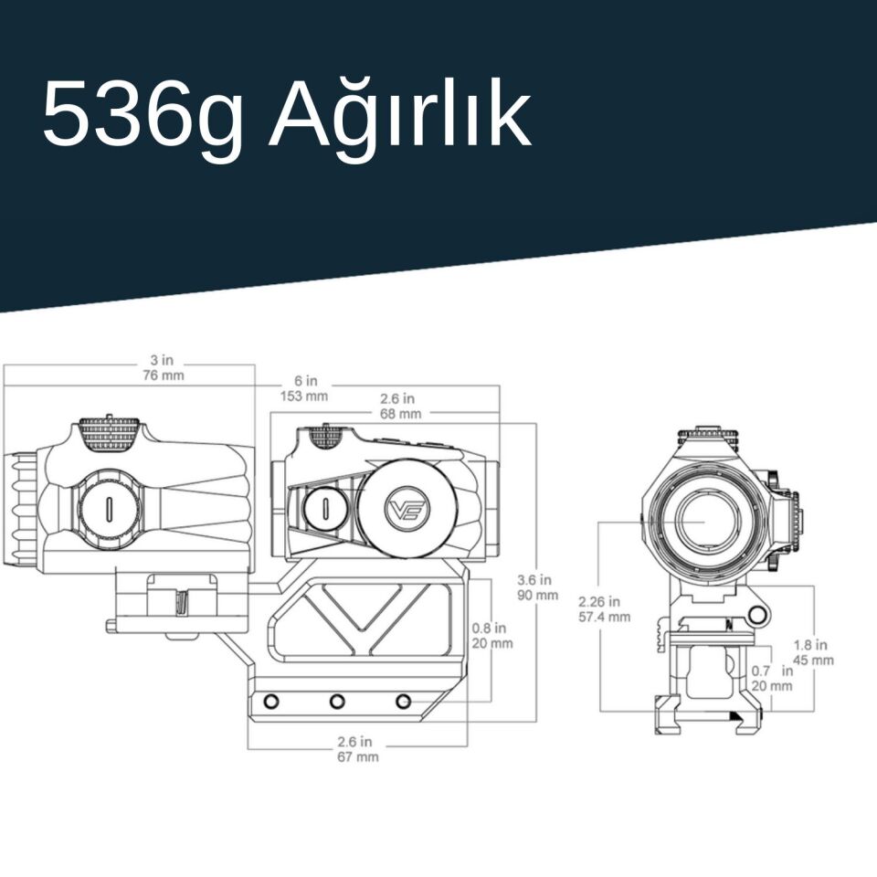 Vector Optics Combo Kit | Maverick Mini Red Dot Nişangah & 3x Magnifier & Entegre Tek Parça Montaj (VOGP-02)