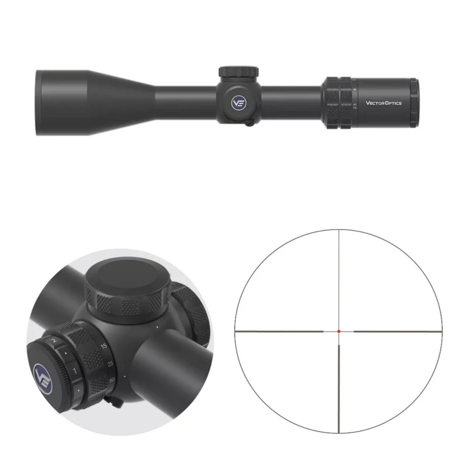 Vector Optics Grizzly 2.5-15x50i HD SFP Tüfek Dürbünü SCOM-48