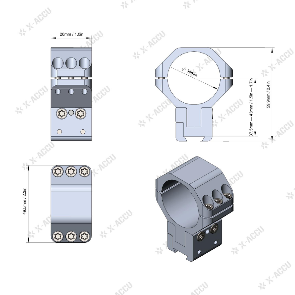 Vector Optics 34mm NOLIMIT Yükseklik Ayarlı Dovetail 11mm Ray Dürbün Ayağı XASR-3055
