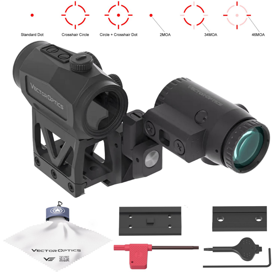 Vector Optics Scrapper 1x29 MRT Red Dot & Paragon 3x Magnifier Entegre Tek Parça Picatinny Montaj SET