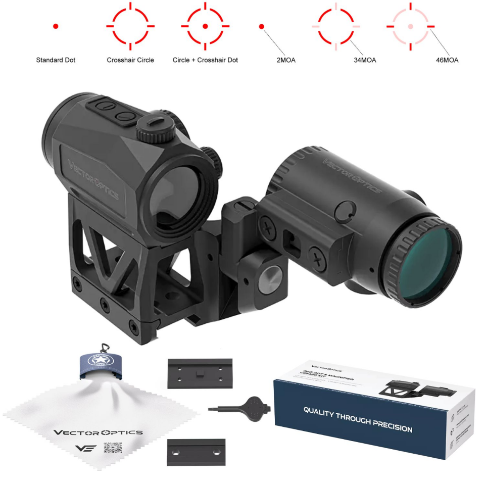Vector Optics Scrapper 1x25 MRT Red Dot & Paragon 3x Magnifier  Entegre Tek Parça Picatinny Montaj SET