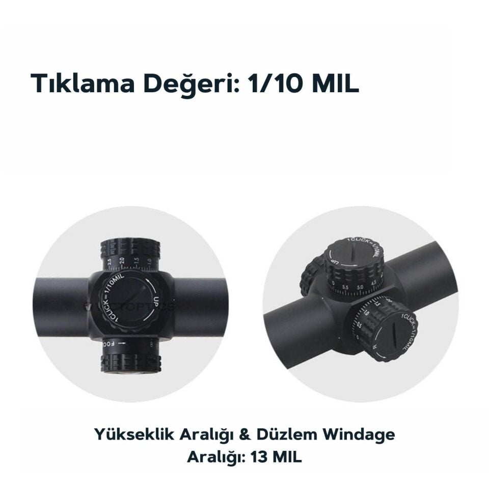 Victoptics S4 6-24X50 FFP Parallax Tekerli Tüfek Dürbünü OPFF-02