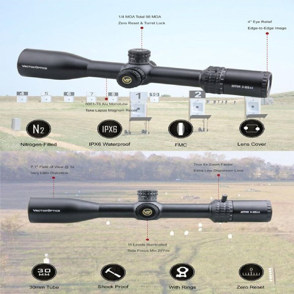 Vector Optics Aston 3-18x44 SFP Tüfek Dürbünü