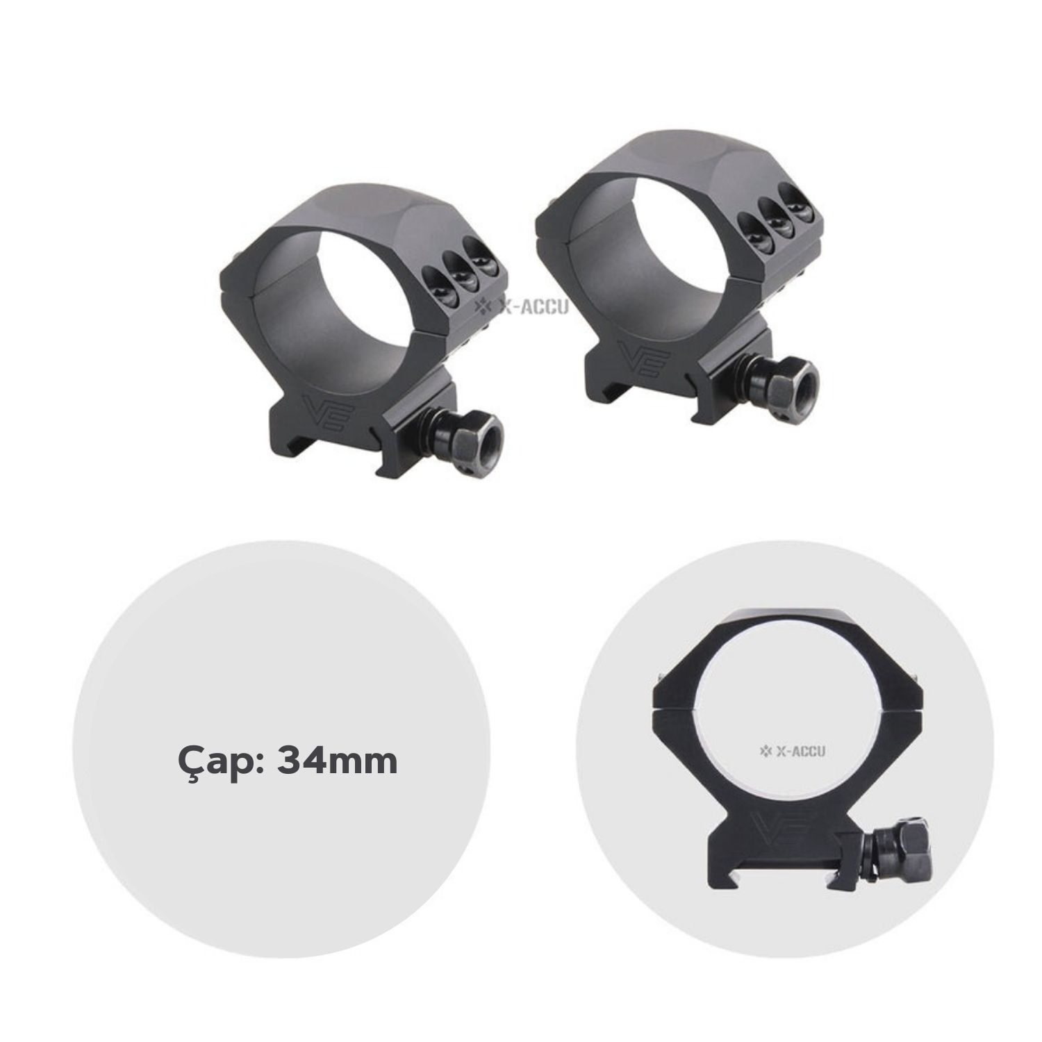 Vector Optics 34mm dürbün için XACCU Picattiny Ray Ayağı - Alçak - SCTM-52