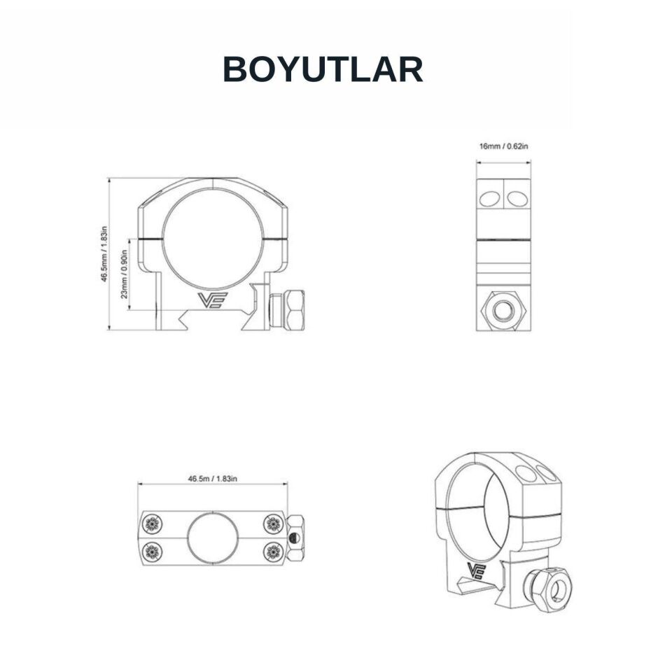 Vector Optics 30mm dürbün için Picatinny Ray Ayağı - Alçak - SCTM-27
