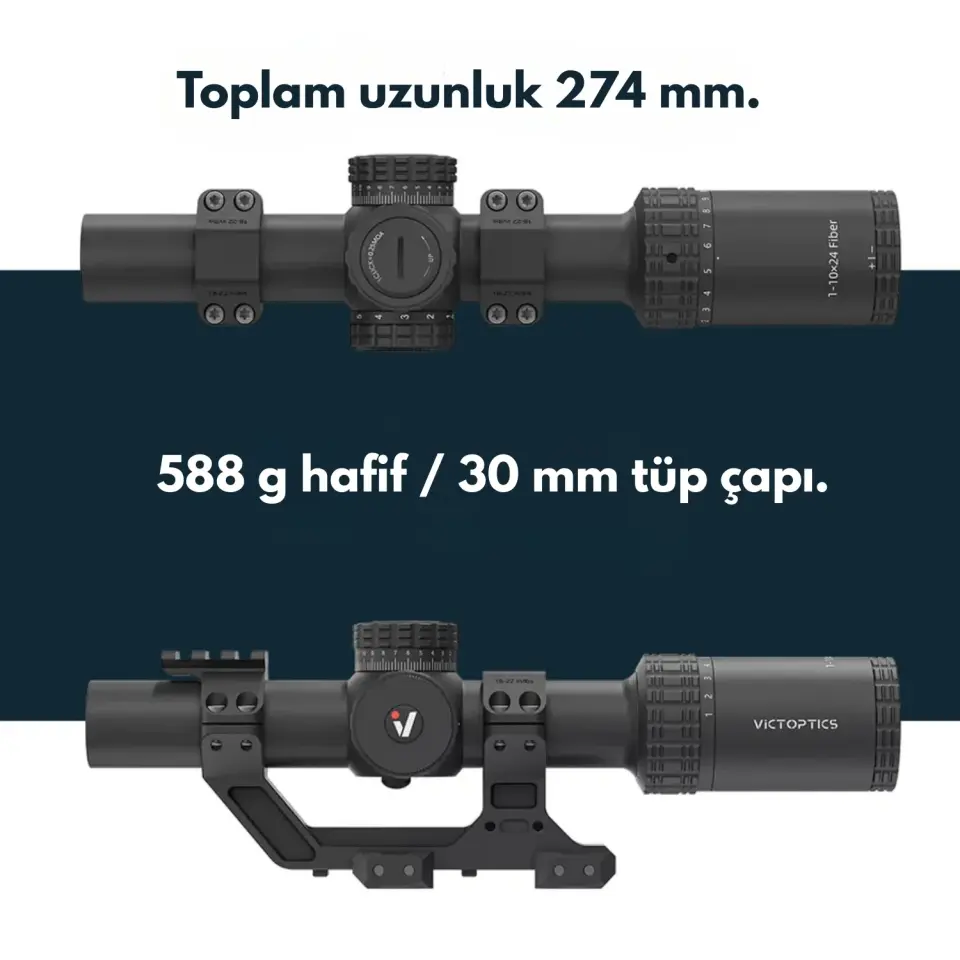 Victoptics S10 LPVO 1-10×24  SFP Tüfek Dürbünü 1-Parça Extreme High Picatinny AR Montaj Kitli OPSL137
