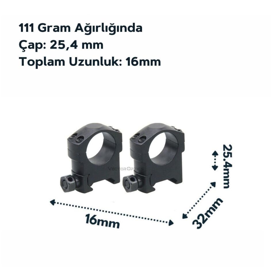 Vector Optics Tactical 25.4mm Medium Mark Weaver Dürbün Montaj Halkası SCTM-37