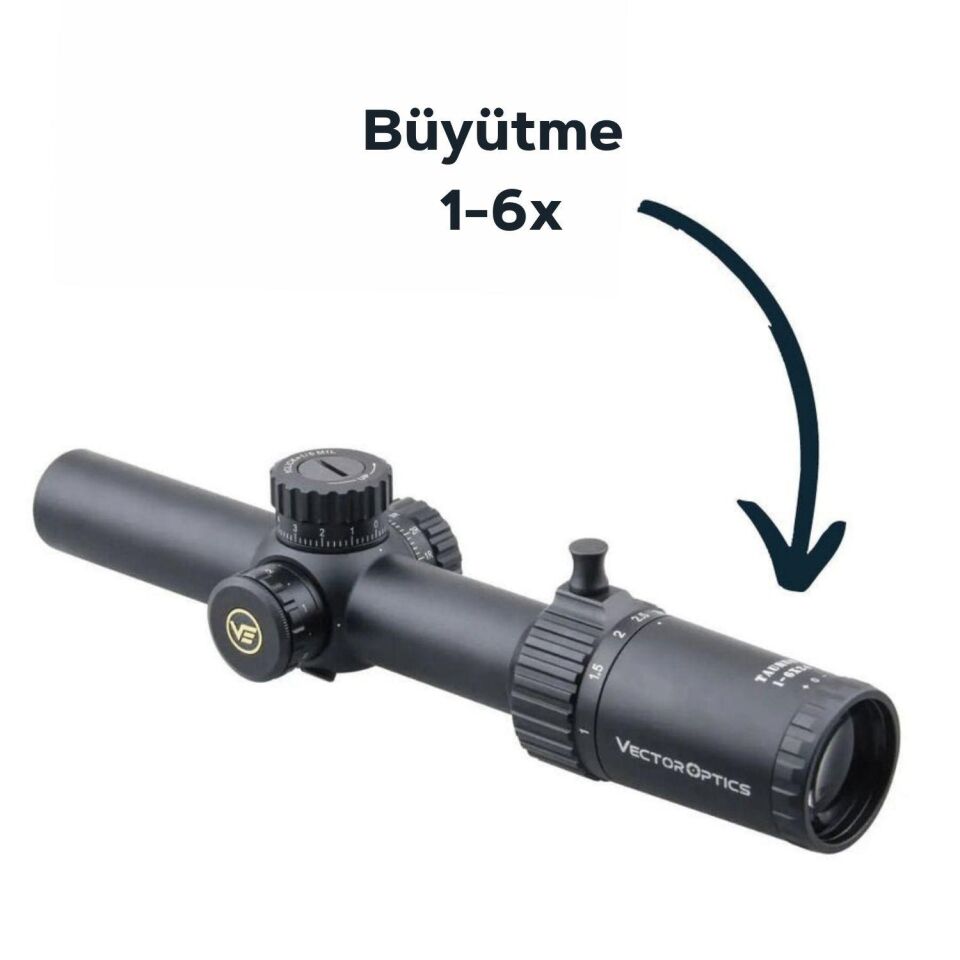 Vector Optics Taurus 1-6x24 FFP Tüfek Dürbünü