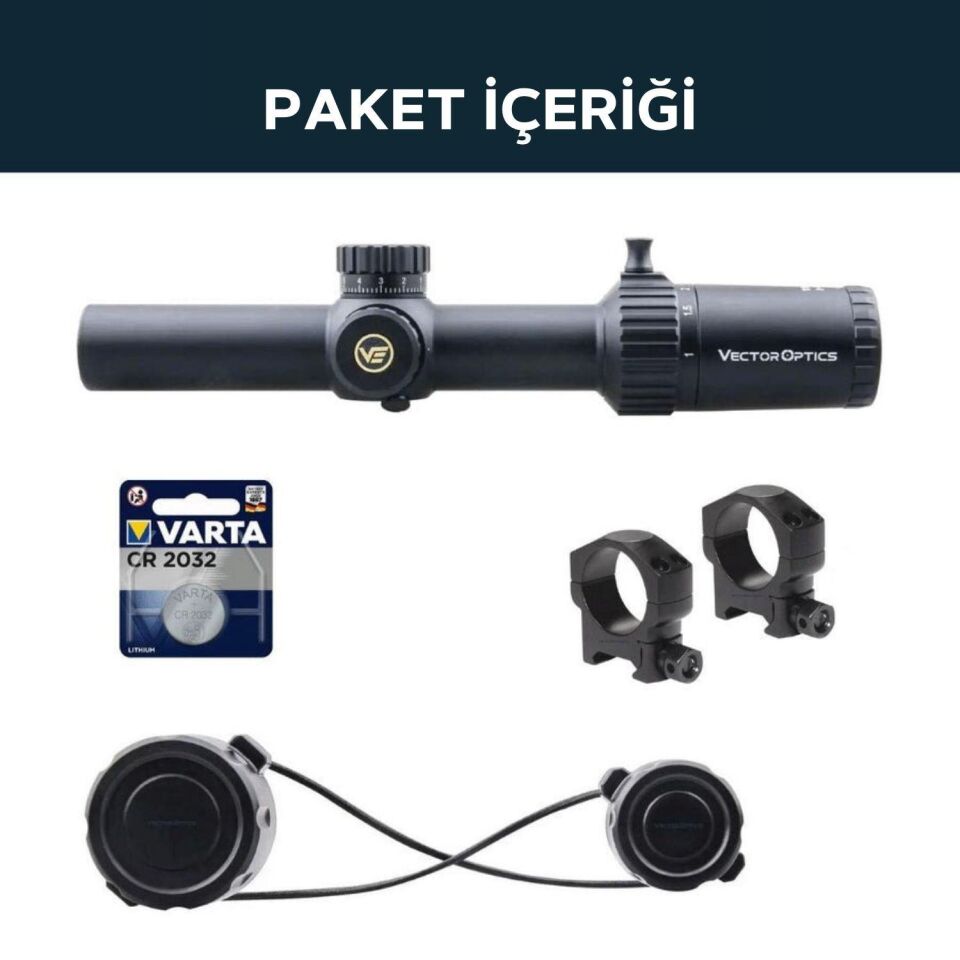 Vector Optics Taurus 1-6x24 FFP Tüfek Dürbünü