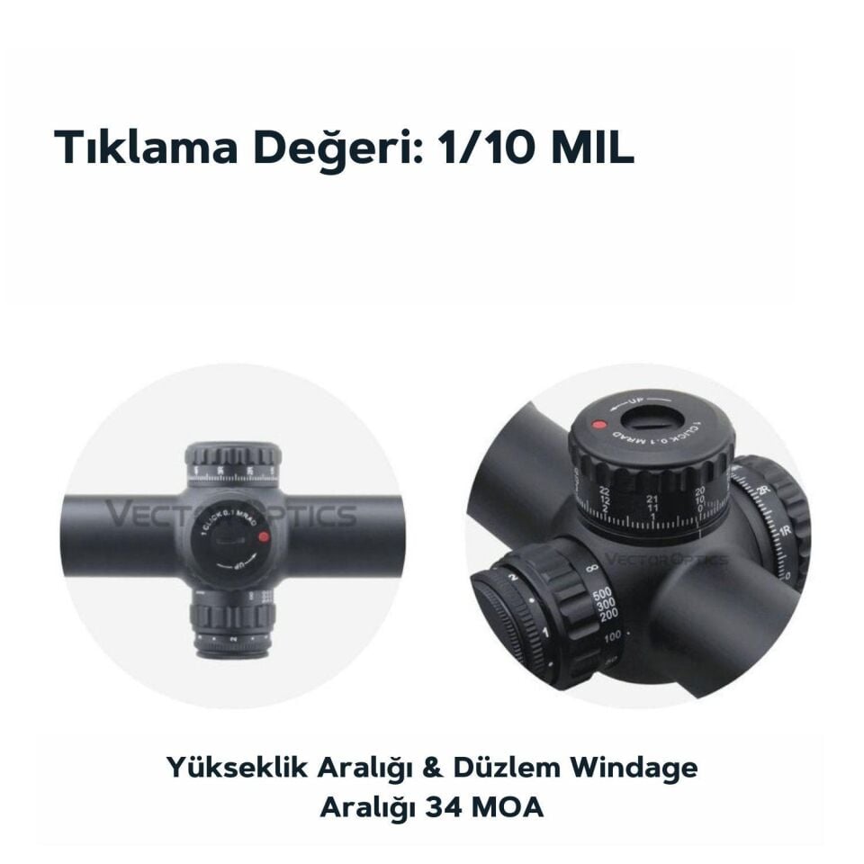 Vector Optics 34mm Continental 4-24x56FFP Tüfek Dürbünü SCFF-29