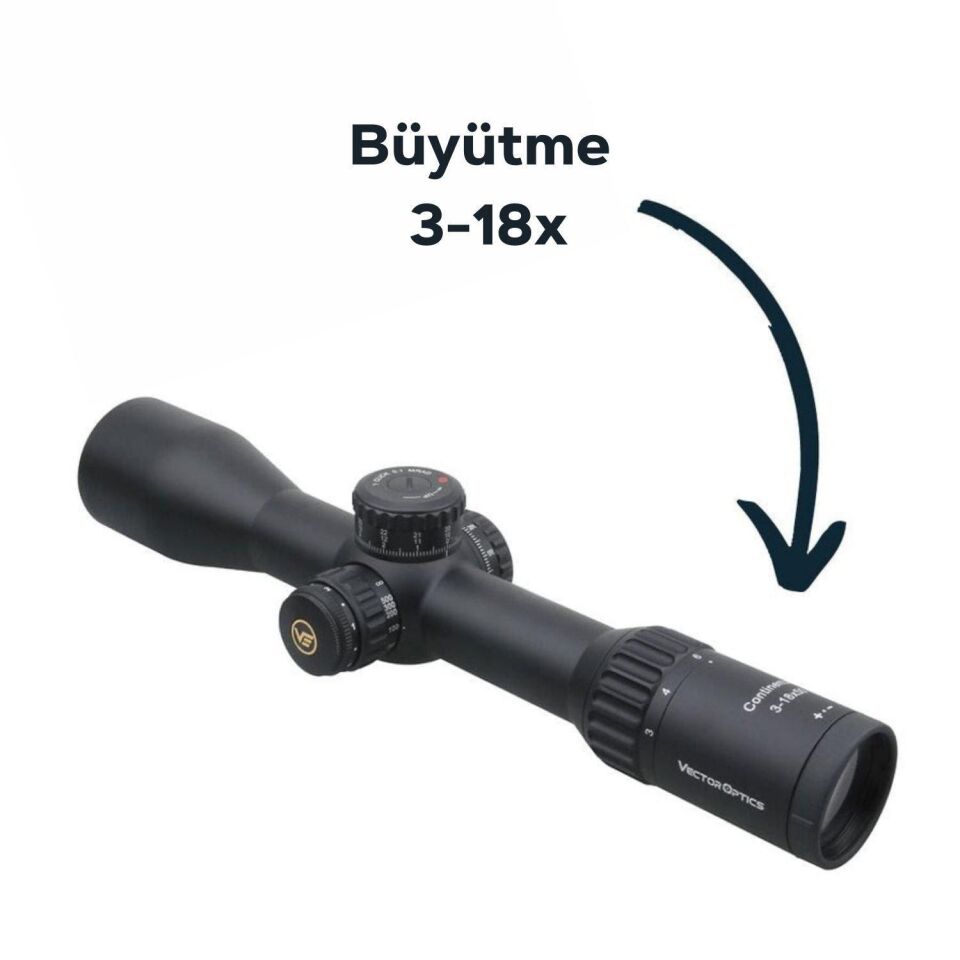 Vector Optics Continental x6 3-18x50 FFP Tüfek Dürbünü