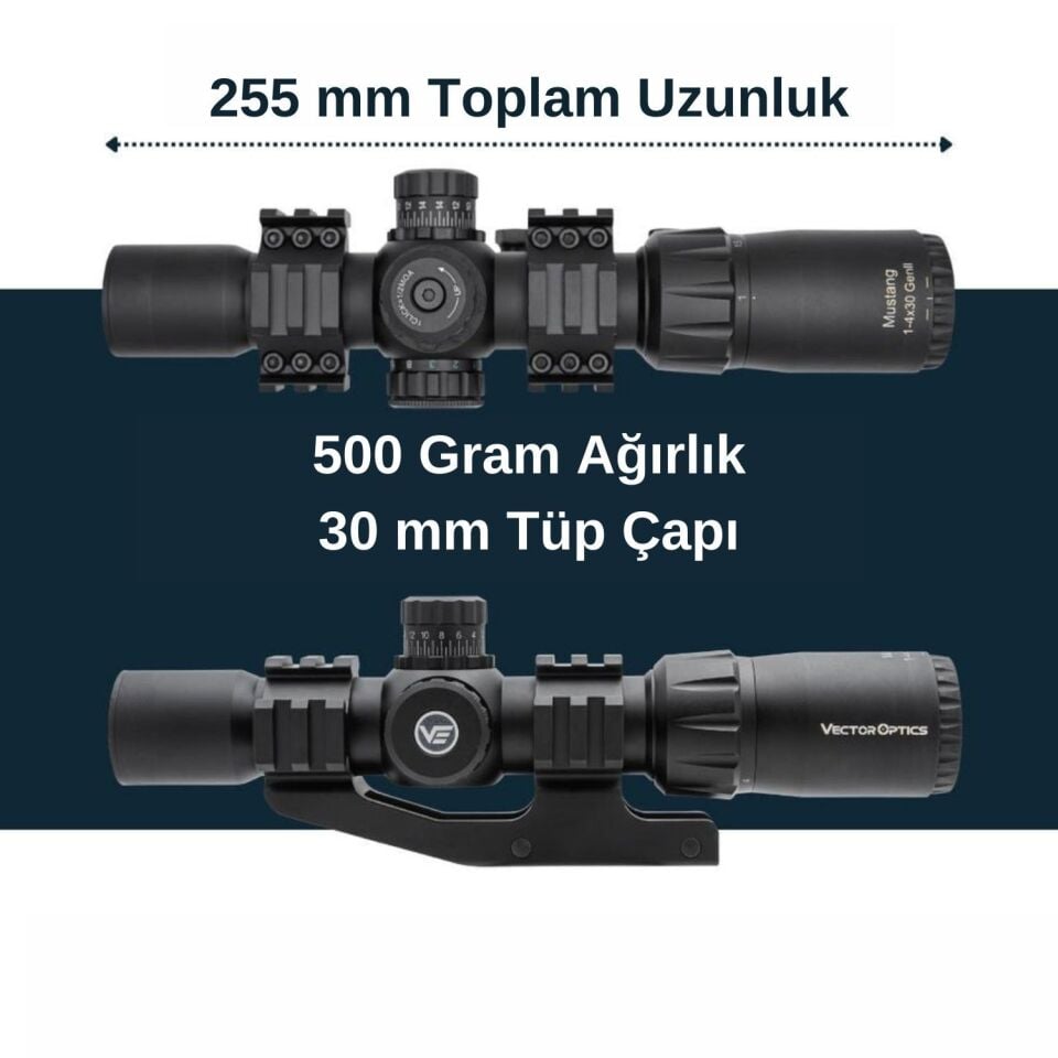 VECTOR OPTICS Mustang GENII 1-4x30 SFP Tüfek Dürbünü