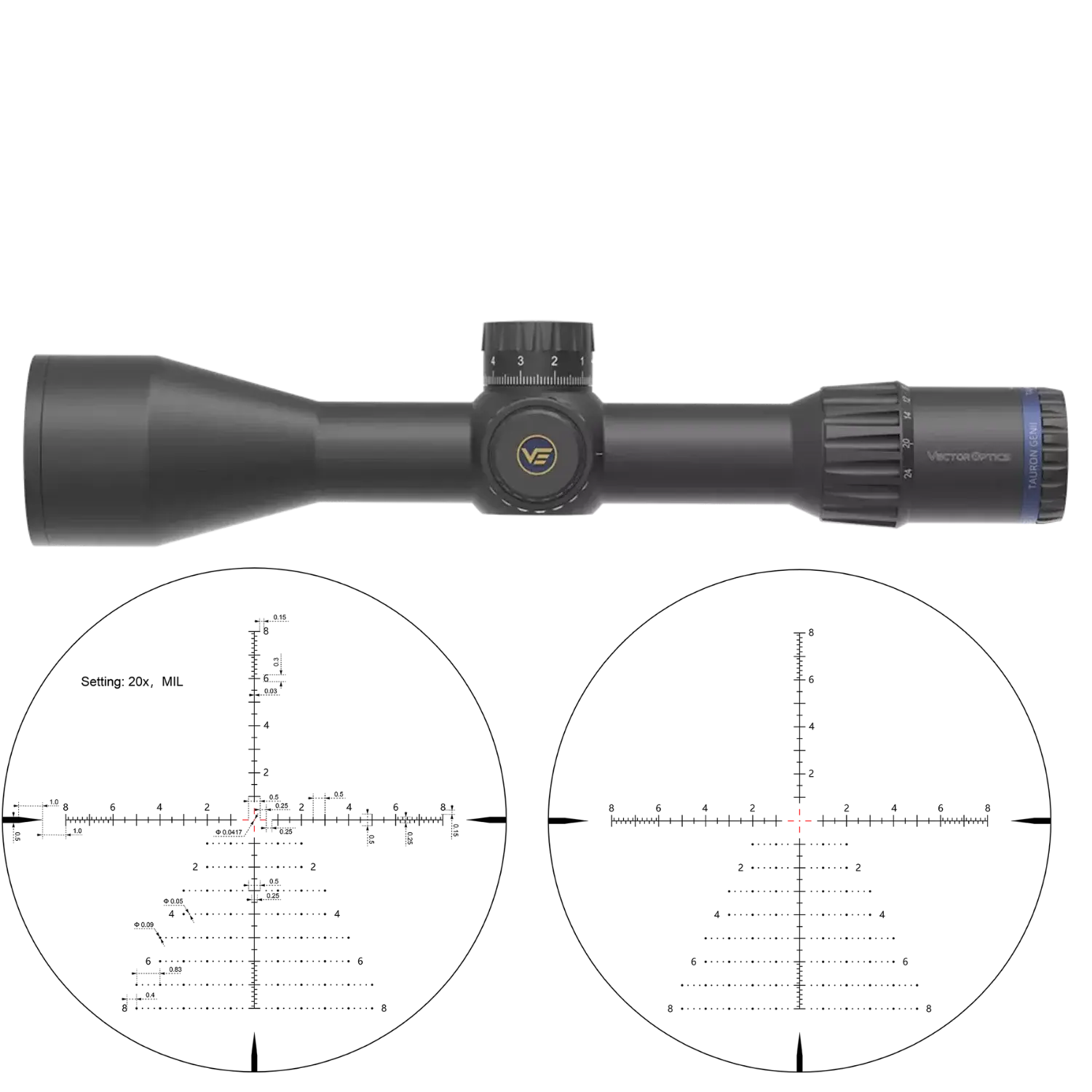 Vector Optics TAURUS GenII 3-24x56 ED SFP Tüfek Dürbünü