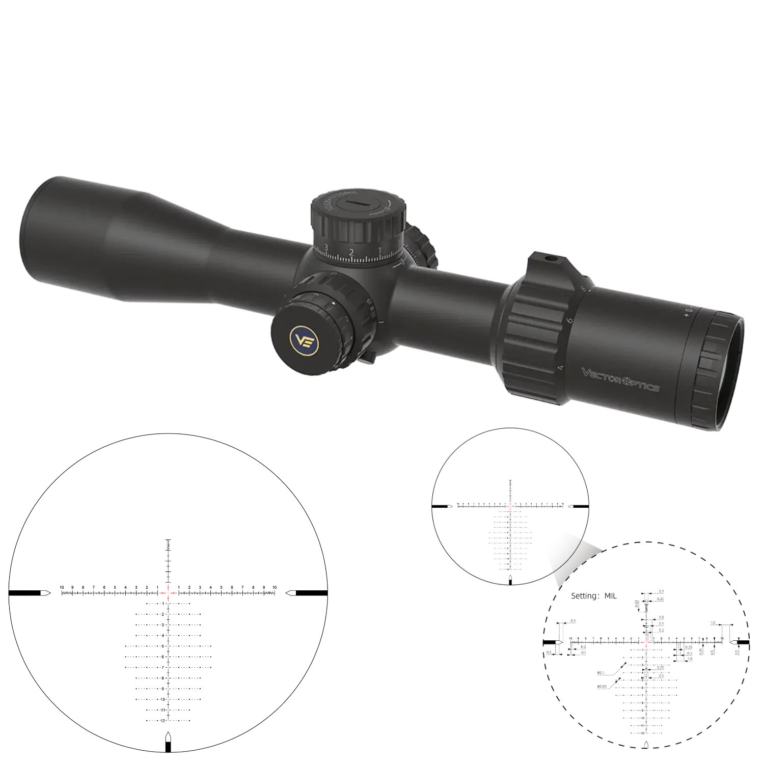 Vector Optics TAURON 4-16x44 HD MIL FFP Tüfek Dürbünü SCFF-45