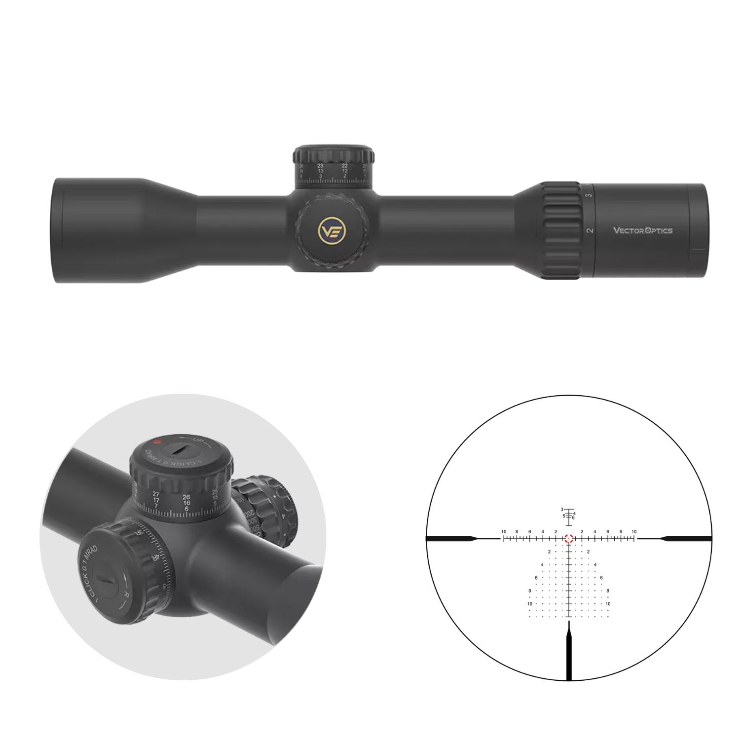 Vector Opics Continental x6 2-12x44 RAR FFP MIL 34mm Tüfek Dürbünü - SCFF-69